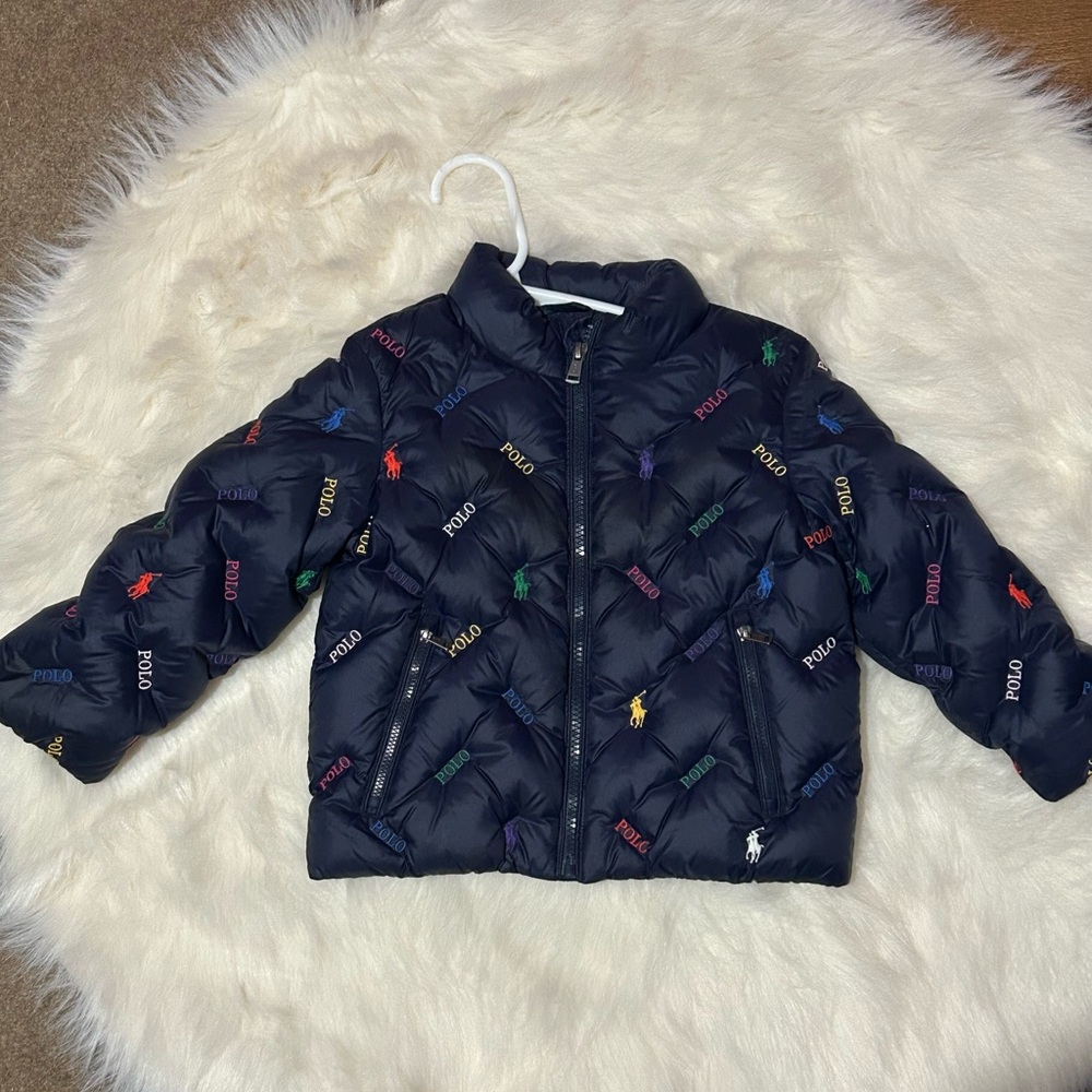 Polo by Ralph Lauren Kids' Navy Puffer Jacket with Multicolor Embroidery